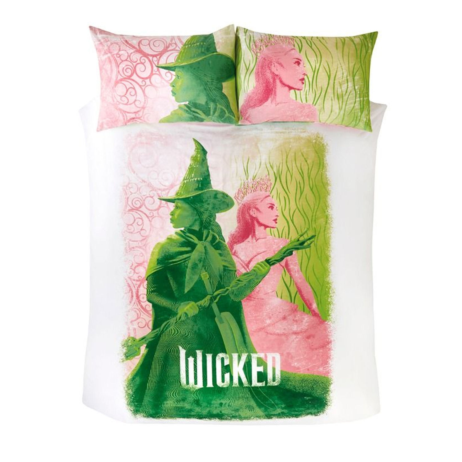 Wicked Reversible Elphaba And Glinda Duvet Cover Set - Pink/Green