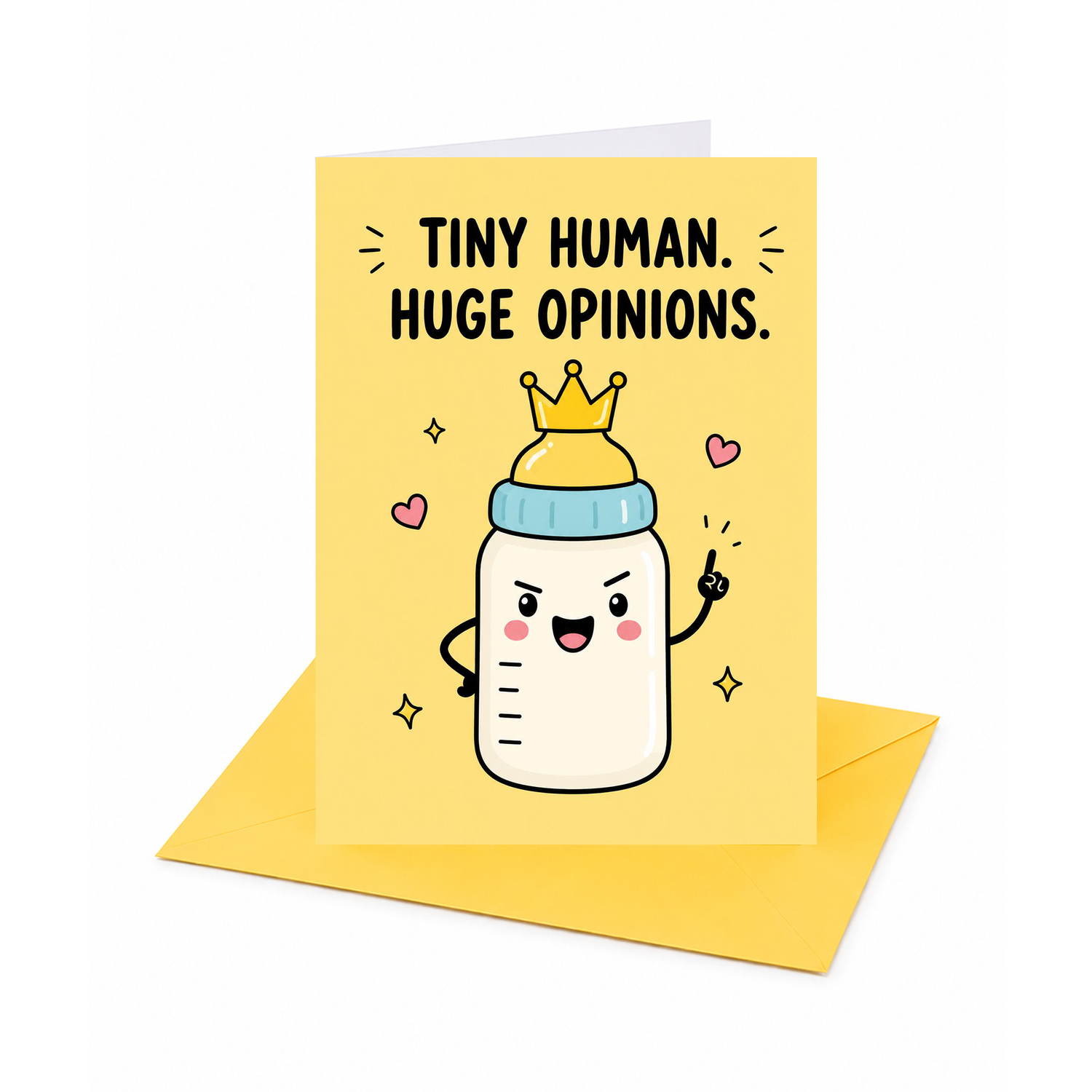Brightfeel Tiny Human Huge Opinions New Baby Congratulations Card - Multi