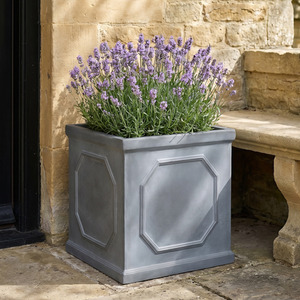 Faux Lead Chelsea Garden Planter - Light Concrete Square Outdoor Plant Pot