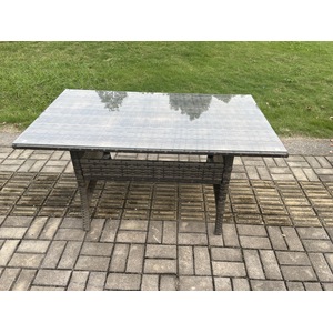 Fimous 8-Seater Rattan Patio Dining Set with Love Sofa & 2 Side Tables