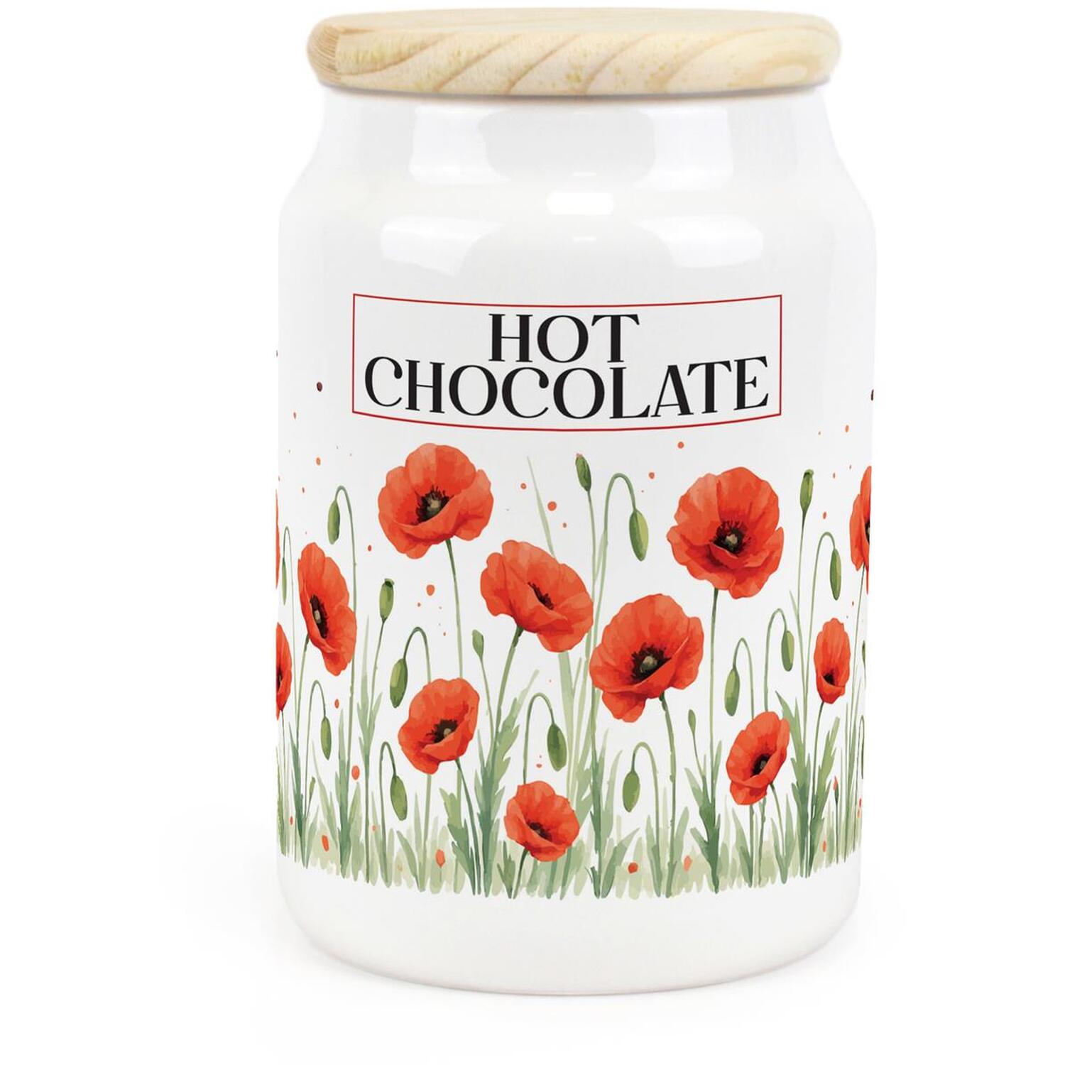 Purely Home Summer Poppies Ceramic Hot Chocolate Storage Canister - Red