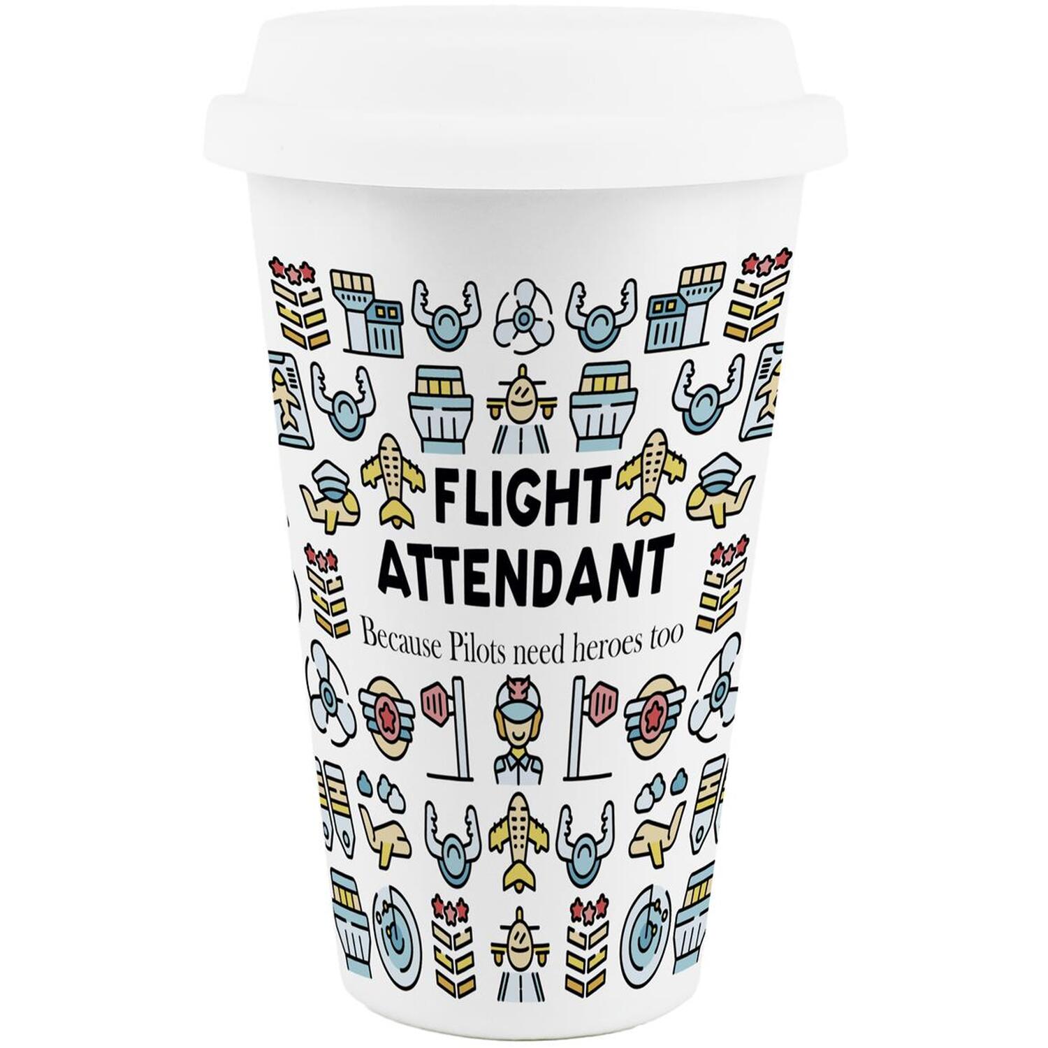 Image of Novelty Flight Attendant Ceramic Travel Mug&hellip;
