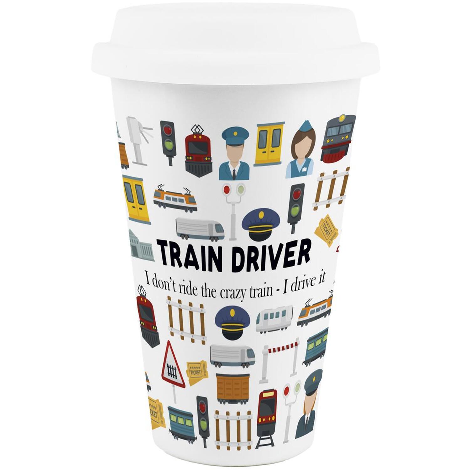 Image of Novelty Train Driver Ceramic Travel Mug&hellip;