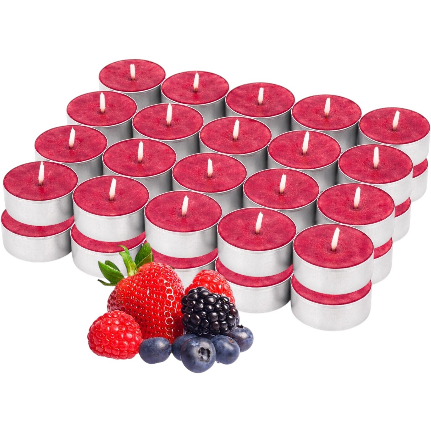 Price's 40 Scented Tealight Candles Mixed Berries 7H Tea Light Candles - Red