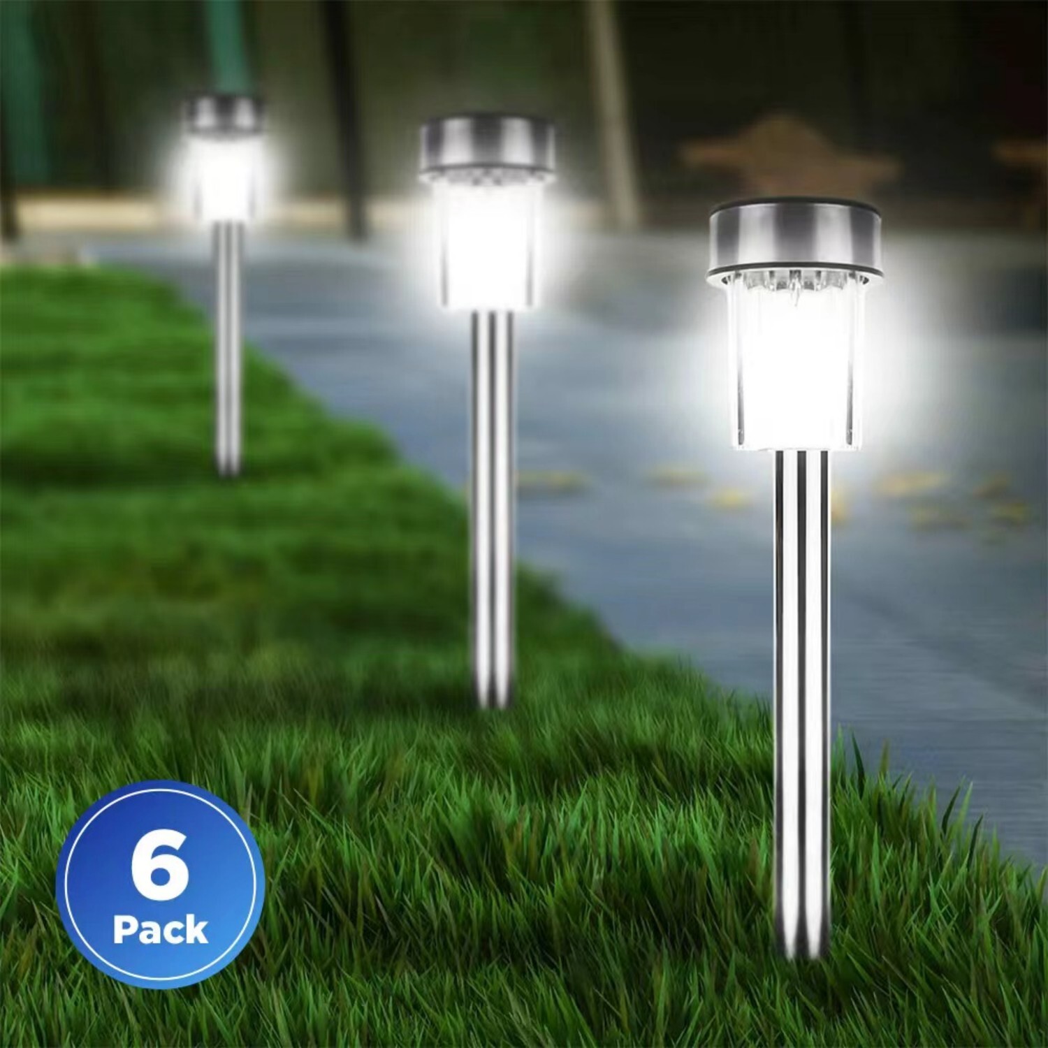Voltico Unisex Metallics Solar Stainless Steel Garden Path Lights - Led Stick Lamps, 6 Pack In - Image 2