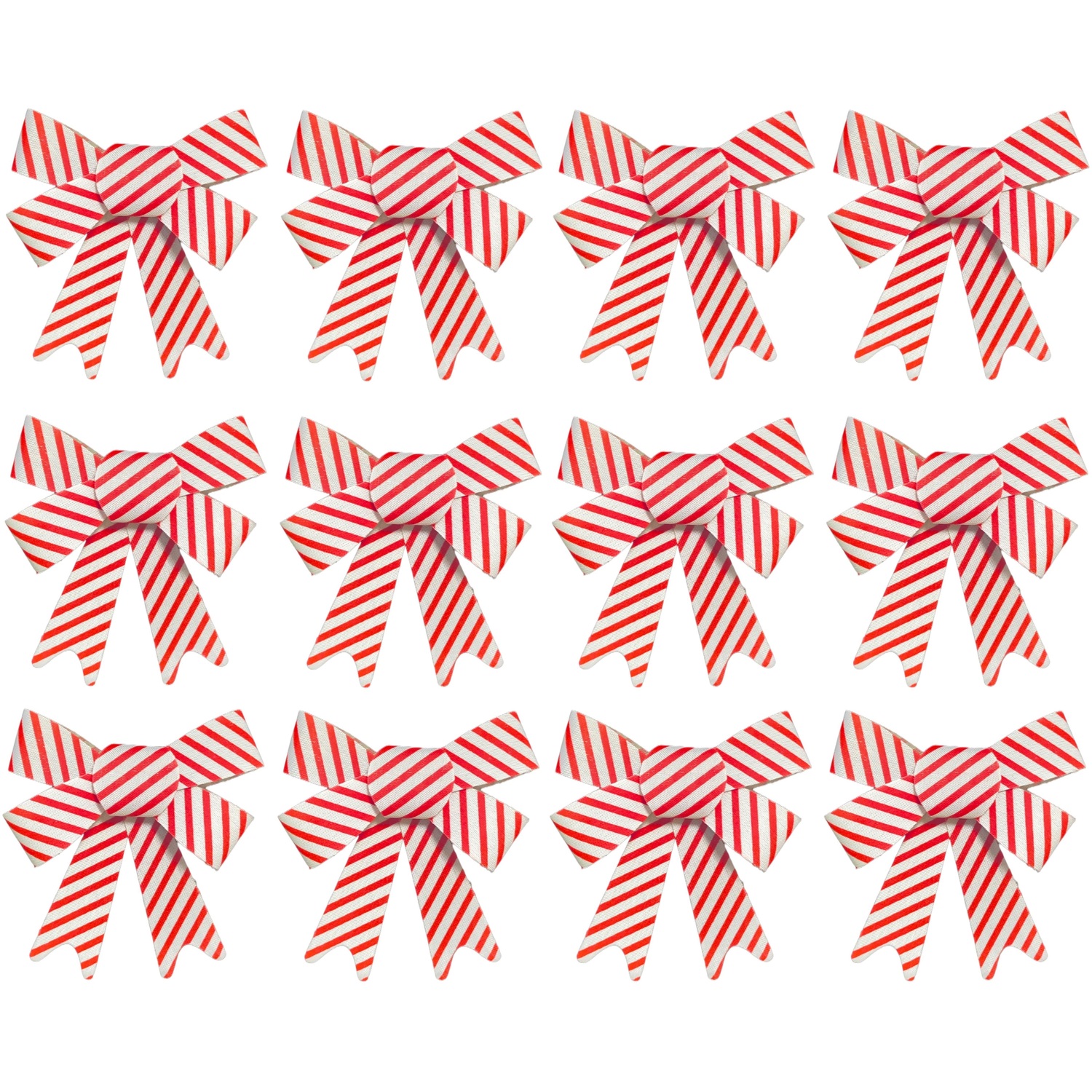 12 Red & White Candy Stripe Christmas Bows Tree Wreath Bow Decoration 17x14cm - Image 2