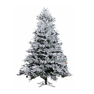 Noble fir christmas tree with snow covered branches & metal stand