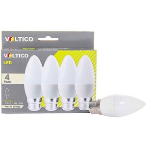 Voltico 4 Pack B22 LED Candle Bulbs Warm White