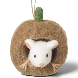 Felt Mouse in Mouse House Hanging Decoration