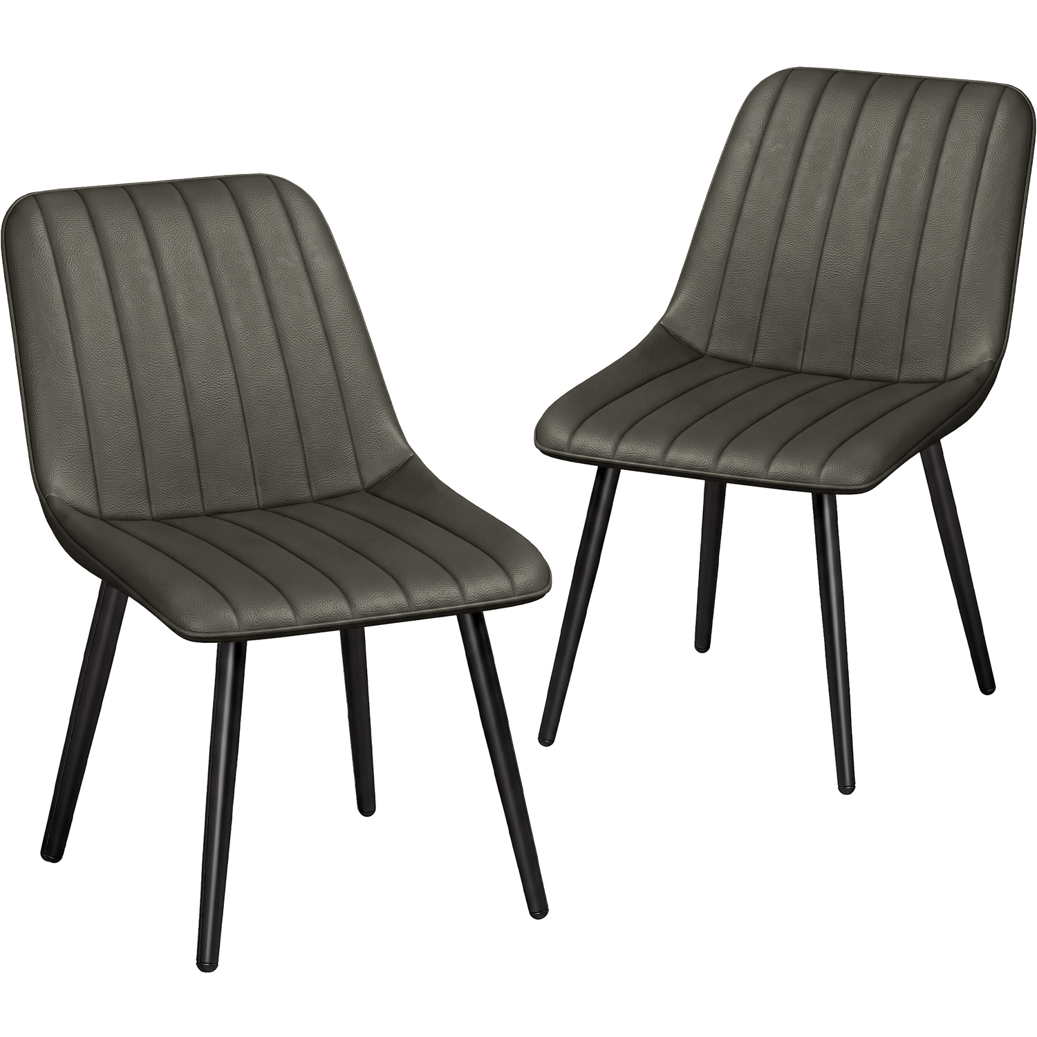 HOMCOM Faux Leather Upholstered Kitchen Chairs with Metal Legs, Grey - Image 5