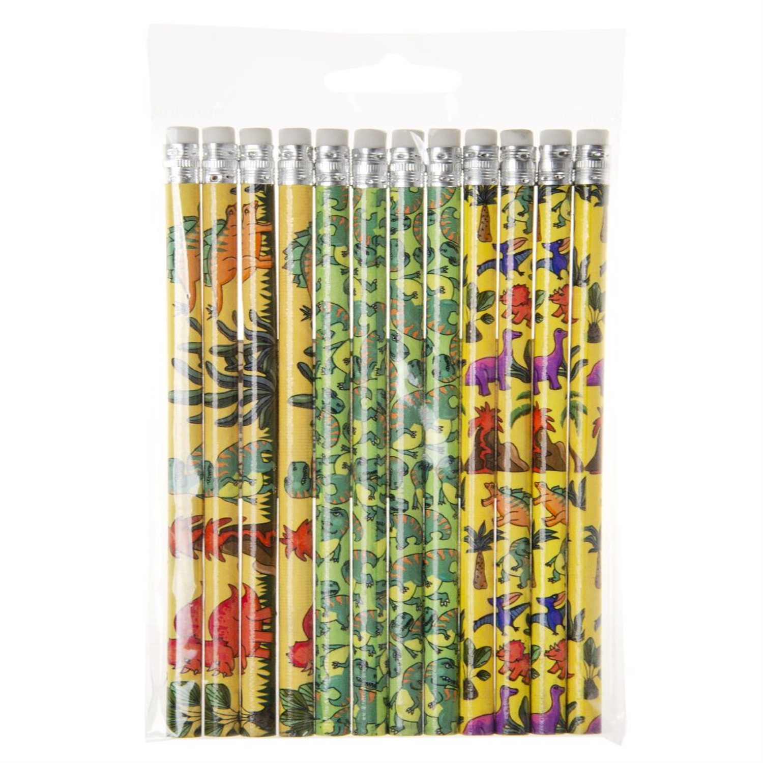 Pack of 12 Dinosaur Design Pencils with Eraser -School Stationary Loot Bag Party - Image 2
