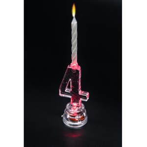 Shatchi Number 4 Flashing Colour-Changing Cake Topper with 4 Candles.