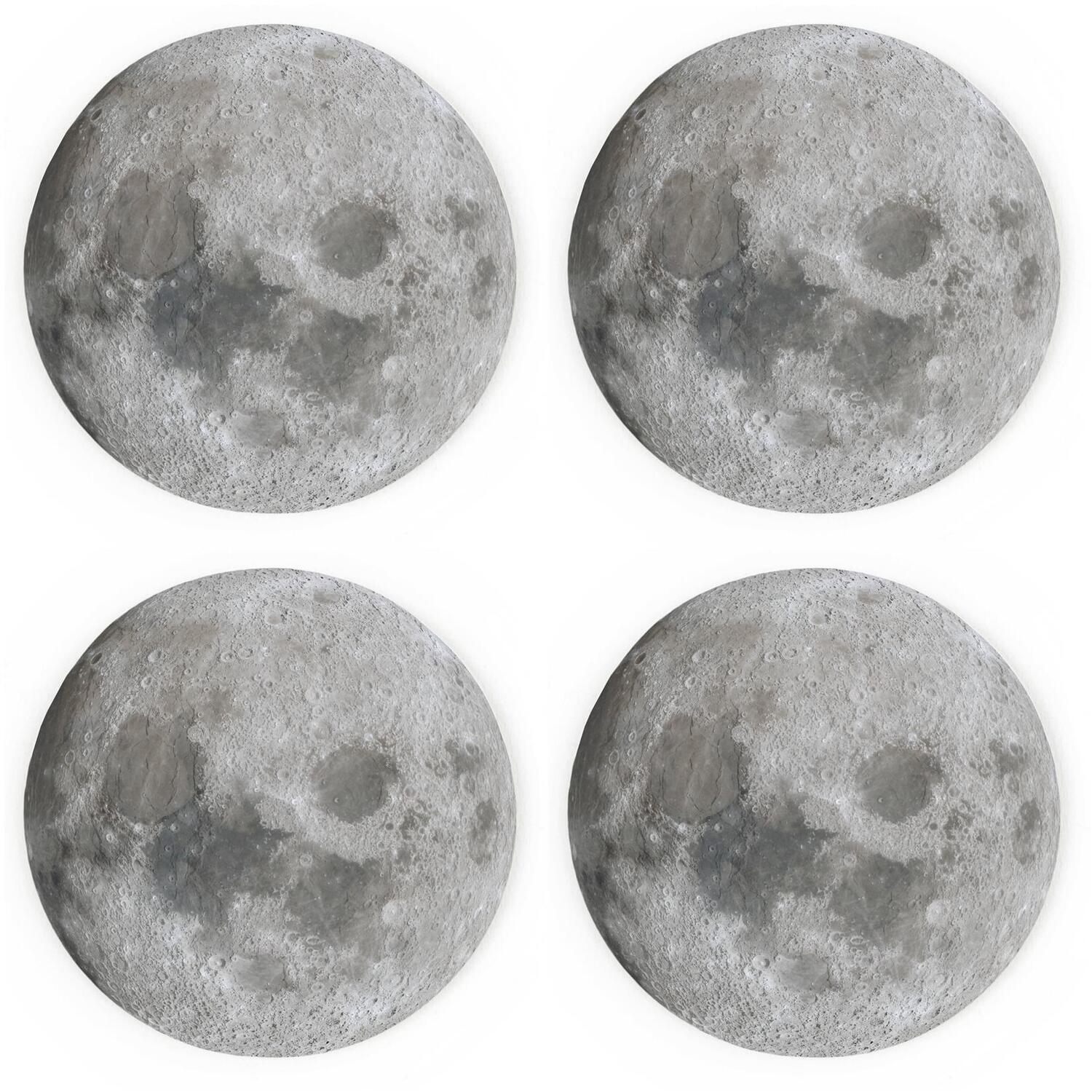 Moon Ceramic Coaster Set - Round Table Coasters Space Themed Gifts, Set of 4 - Image 2