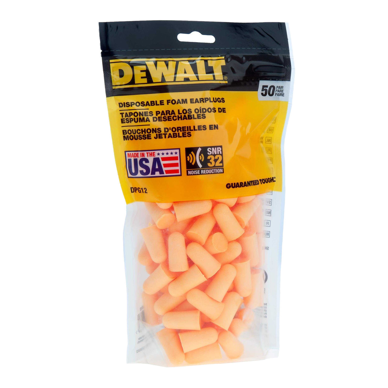 Dewalt Foam Ear Plugs (Pack Of 50) - Orange