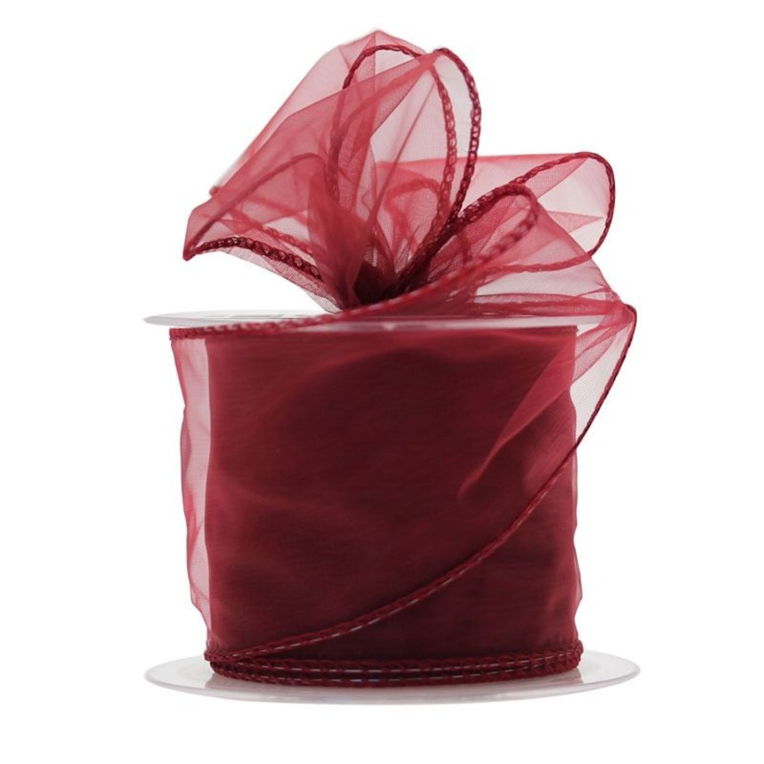 Kdmd Burgundy Wired Chiffon Ribbon 2 Pack Red - Red