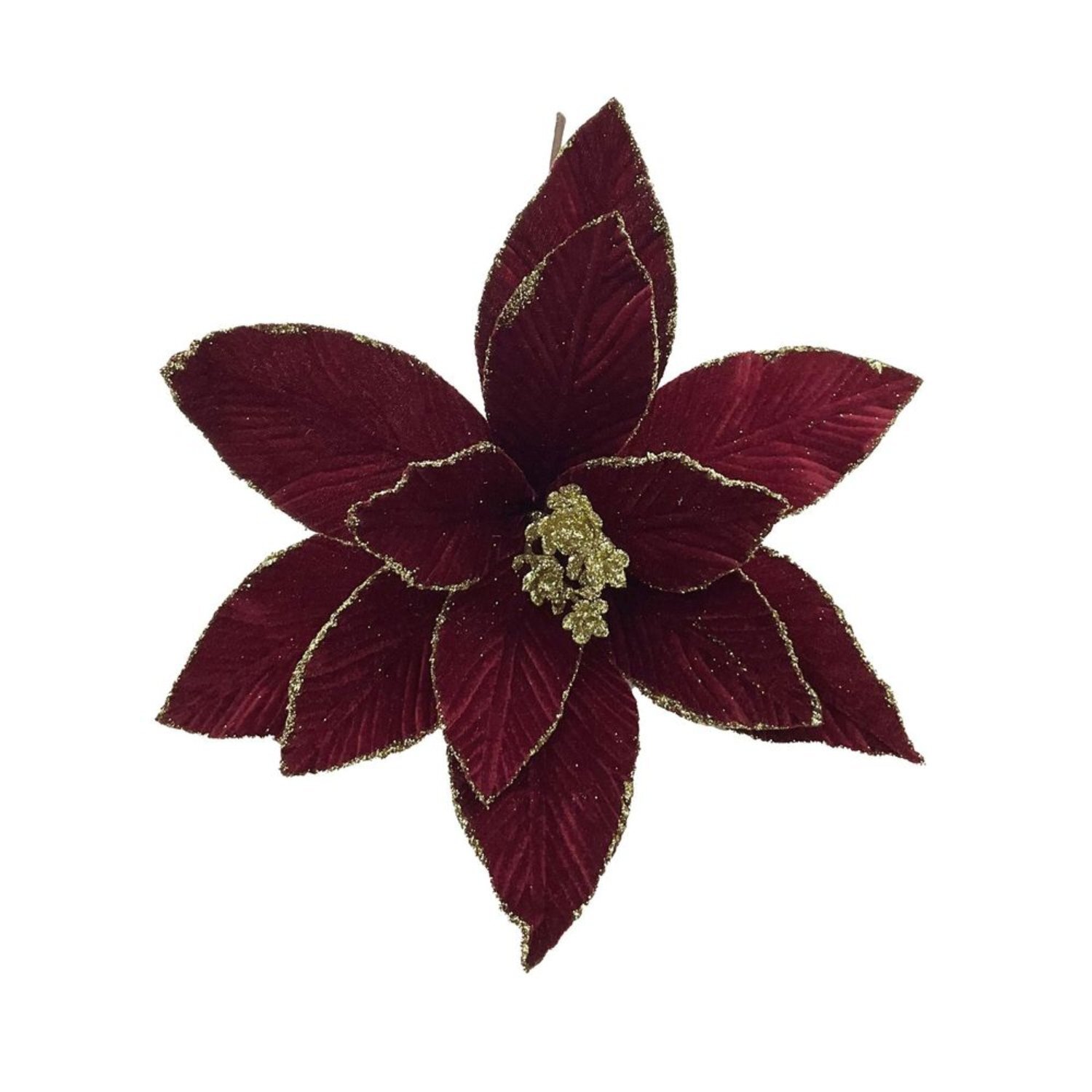 Kdmd Poinsettia With Gold Glitter Edge Pick Maroon 4 Pack - Maroon