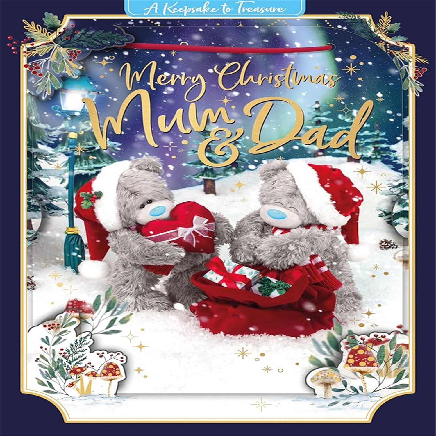 Me To You Bears With Gifts Mum And Dad 3D Christmas Keepsake Card - Red - Image 4