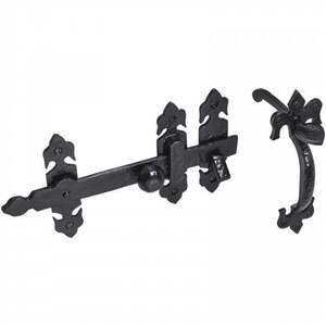 Black Fleur de Lys Thumb Gate Latch