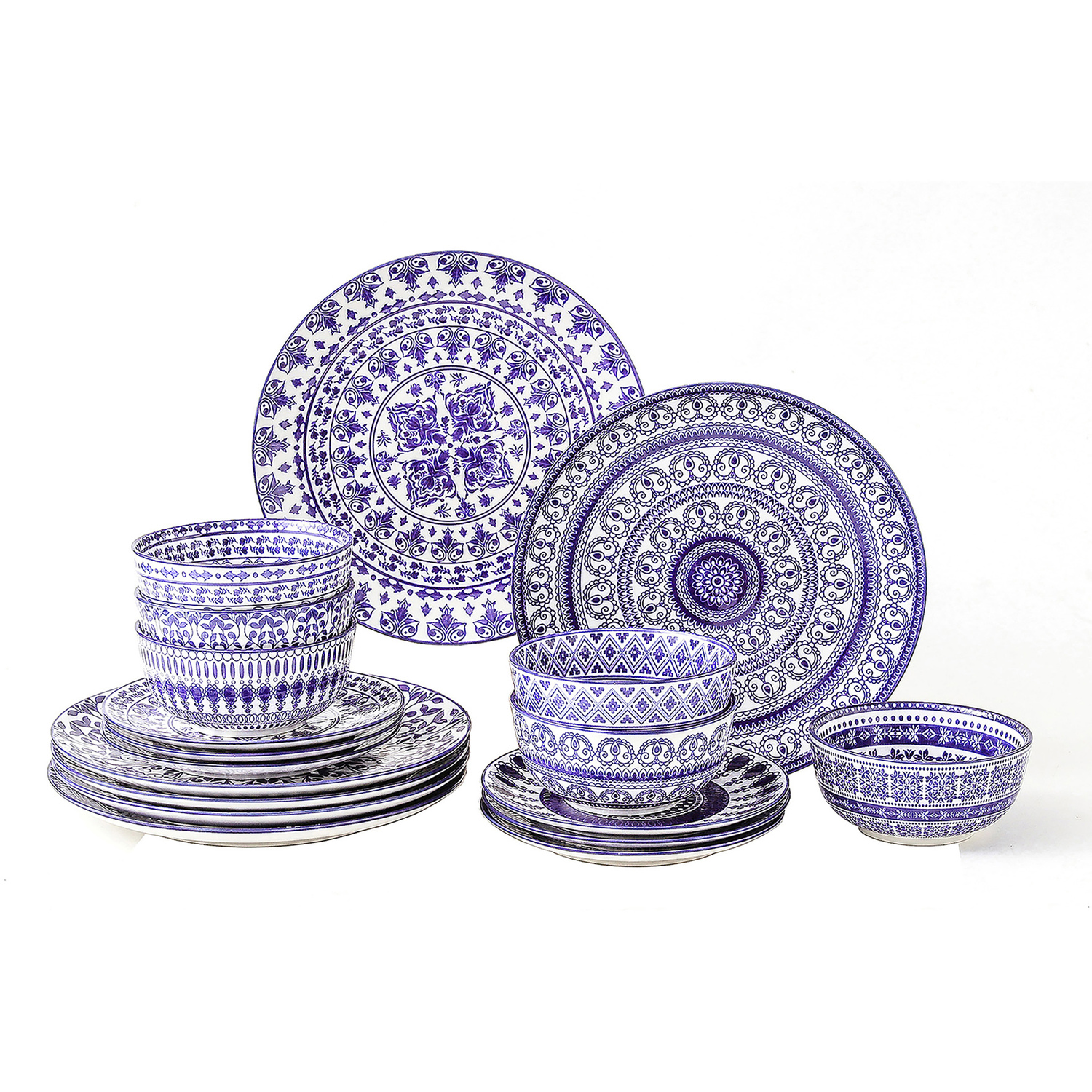 Simpa Blue Florentine Dinner Set - Blue / 18