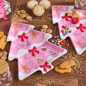 OHS 2 Pack Christmas Tree Serving Platters