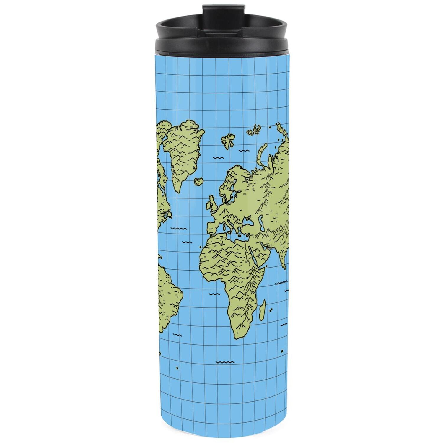 Purely Home World Map Stainless Steel Travel Flask