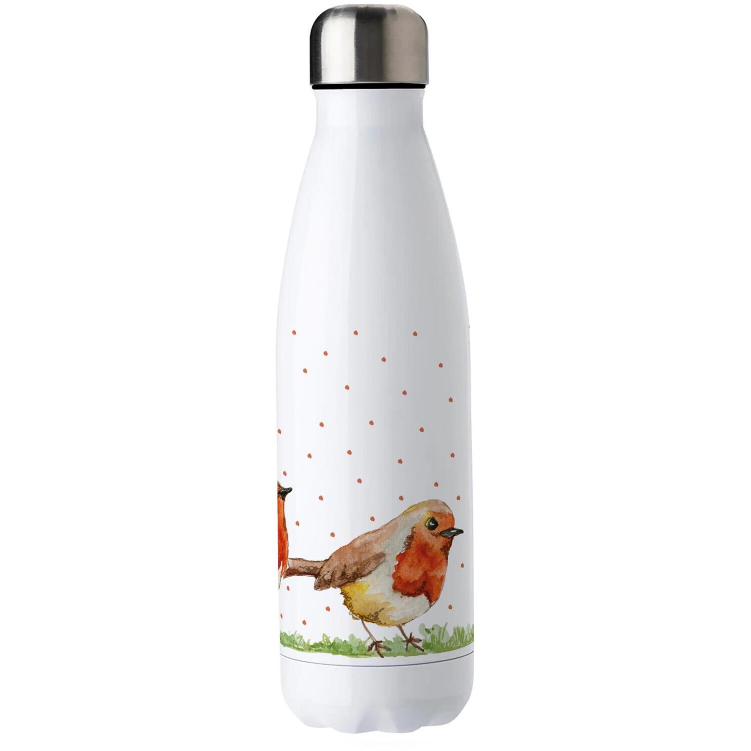 B&Q -  English Robins Stainless Steel Water BottleBritish Garden Birds PresentsDouble Walled 500Ml Metal Hot/cold Drinks Bottle - Image 3