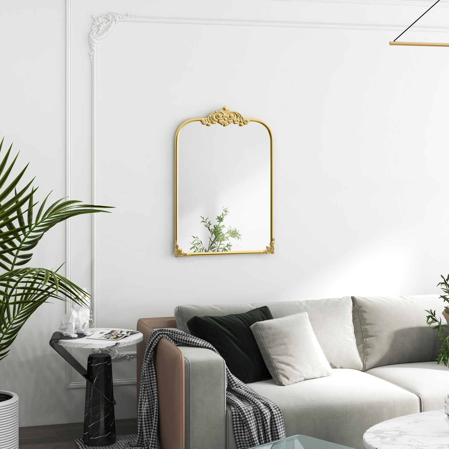 Homcom Wall Mirror, Decorative Baroque Mirror With Metal Frame, Gold Tone, Gold - Image 2