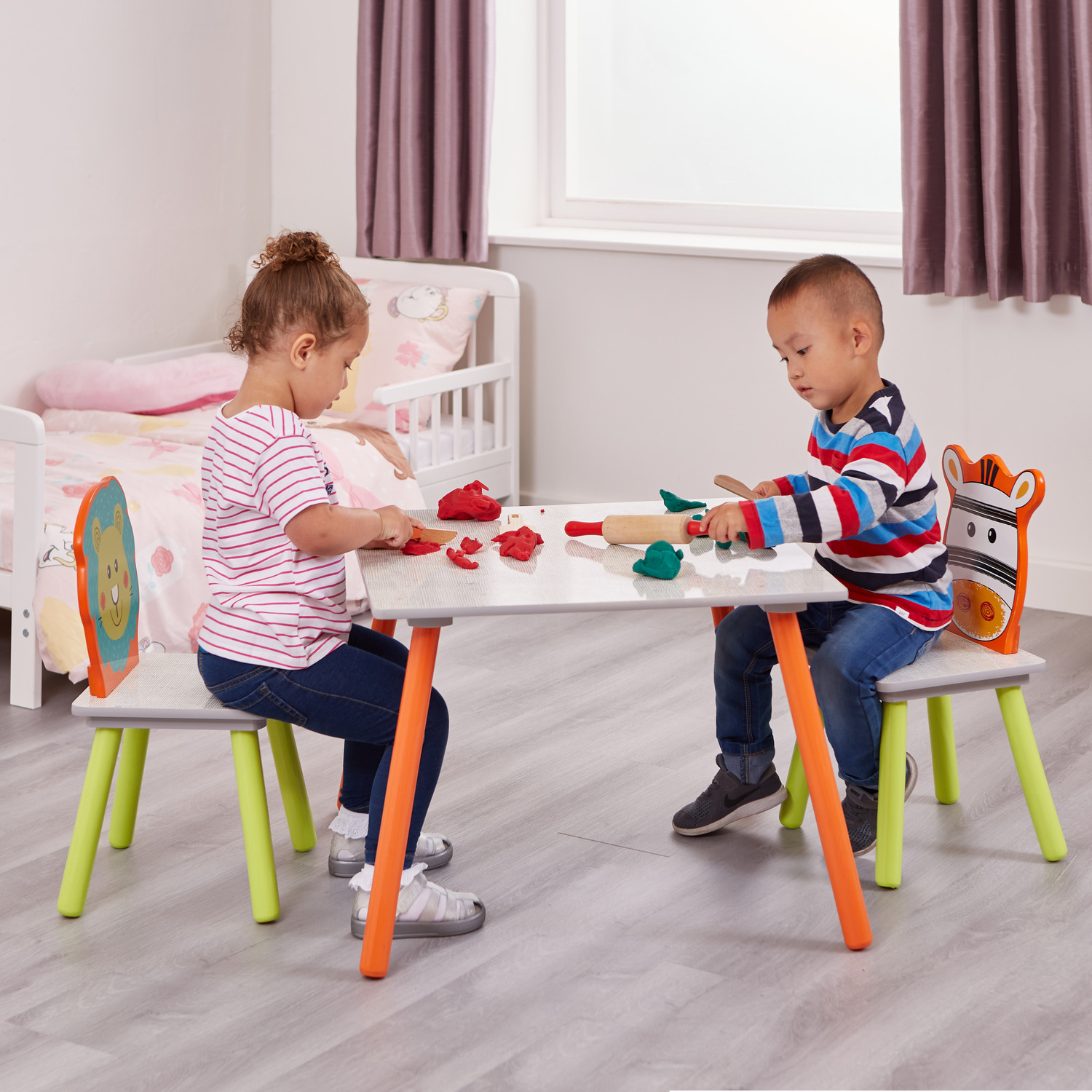 Liberty House Toys Lion And Zebra Table And Chairs - Multicoloured