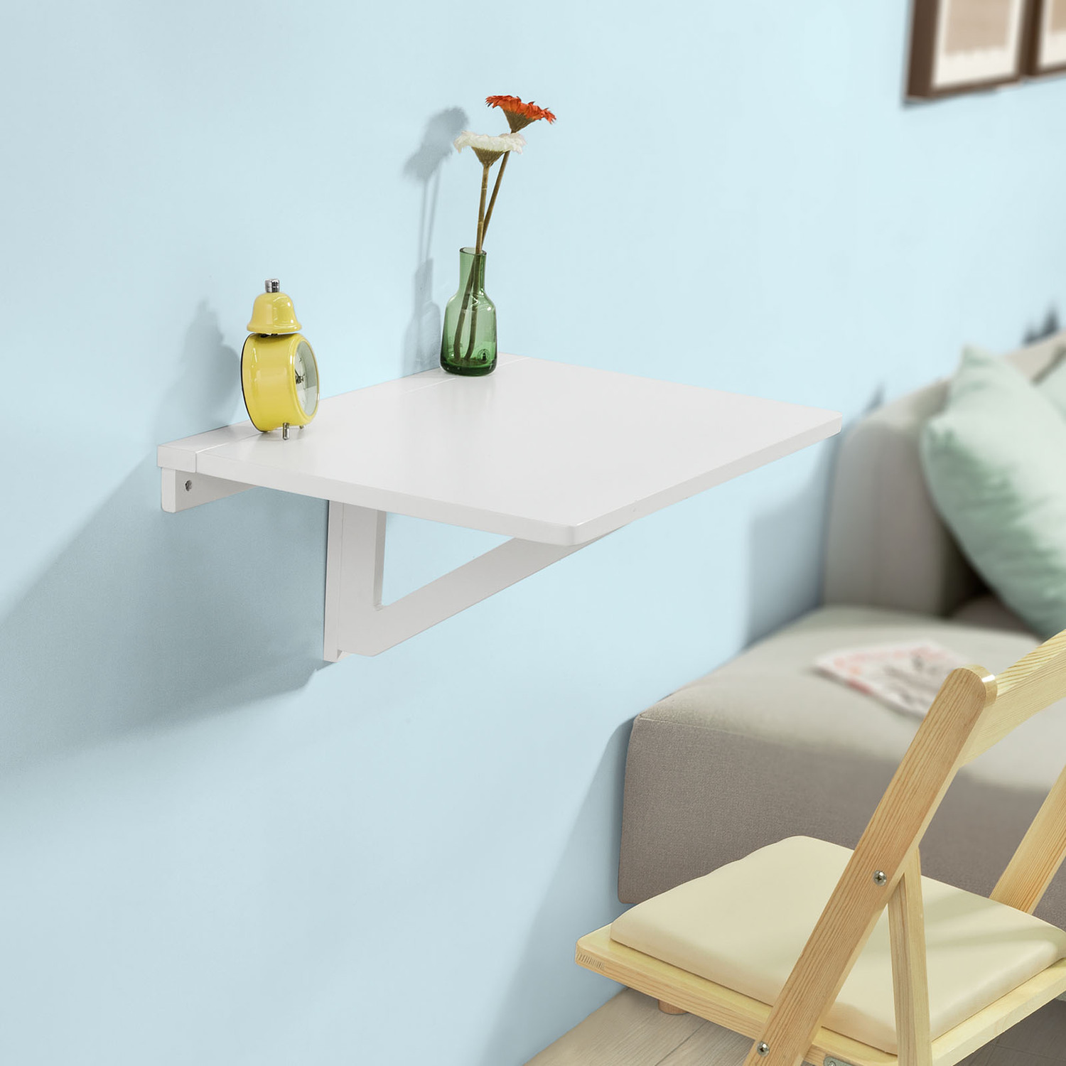 Sobuy Folding Wall-mounted Drop-leaf Table Kitchen Dining Table - White