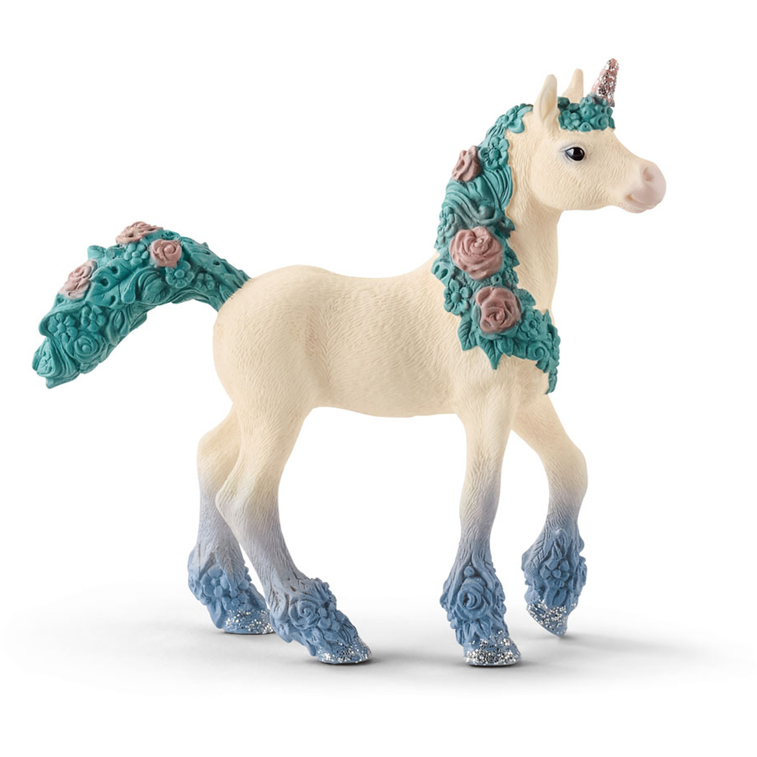 Image of SCHLEICH Bayala Blossom Unicorn Foal Toy Figure - Black