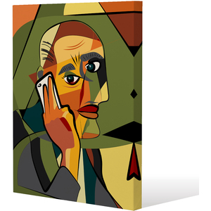 portrait cubism art style,man calls on a phone Canvas Print