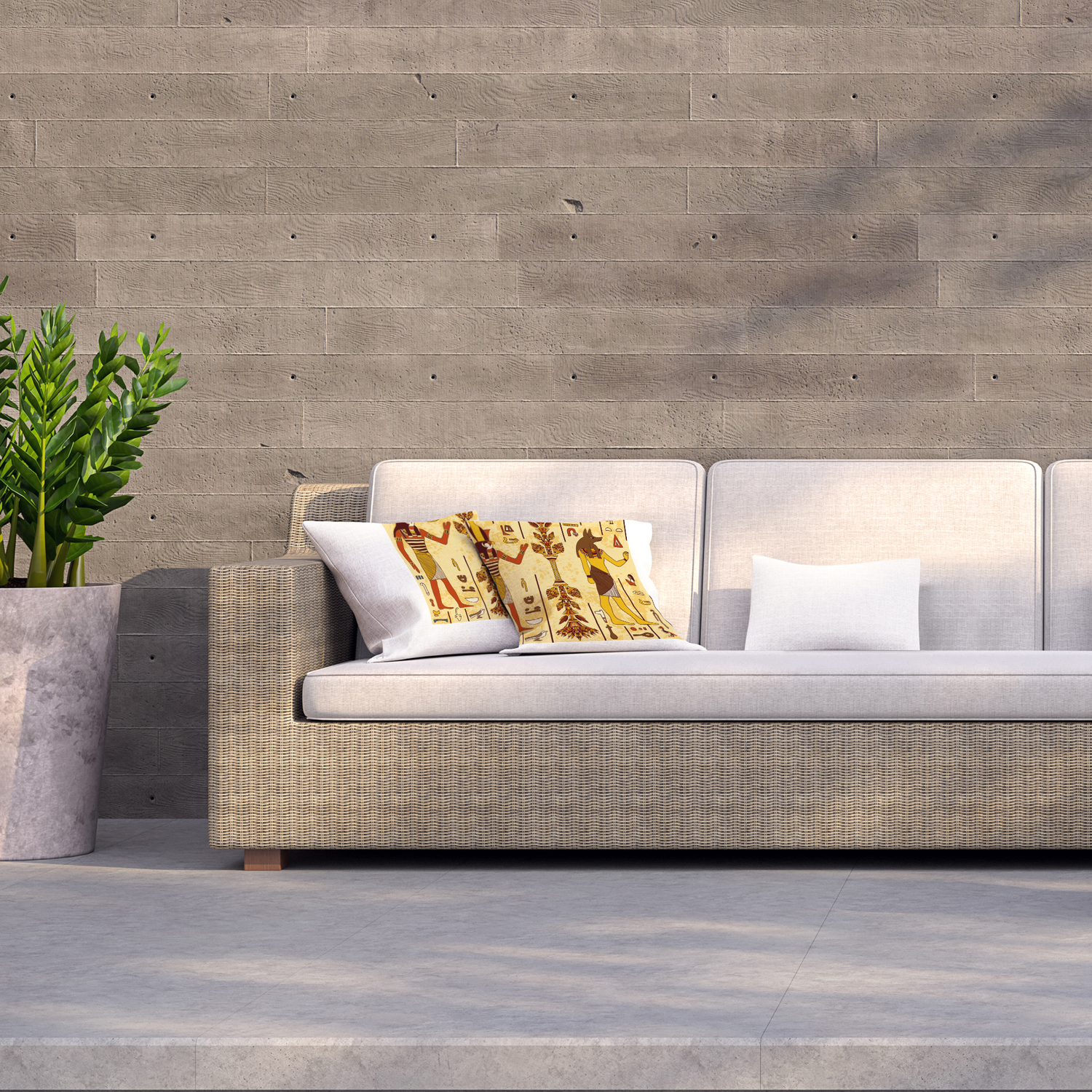Egyptian Gods And Ancient Egyptian Hieroglyphs Outdoor Cushion - Orange / 60cm
