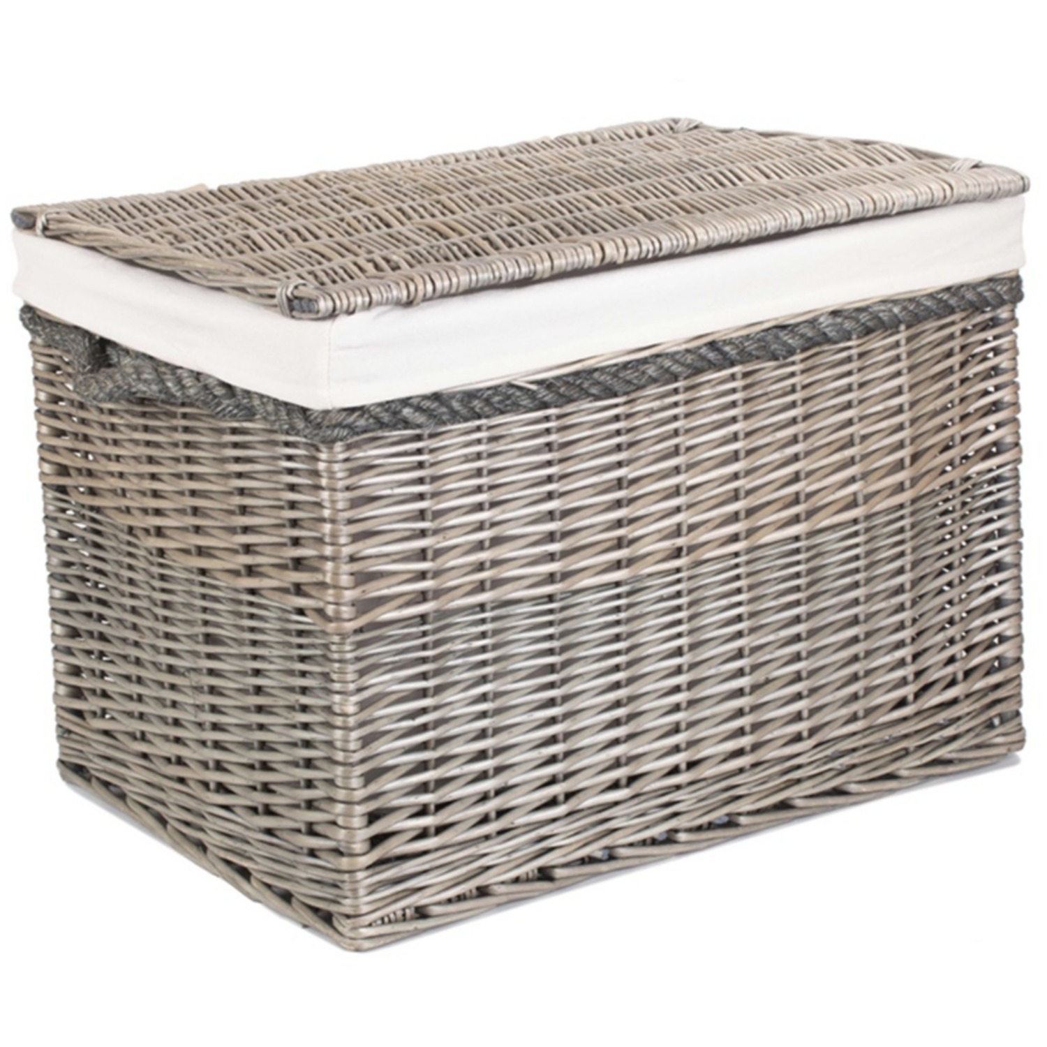 Red Hamper Antique Wash Wicker Square Storage Basket - Brown Grey / 3.1Kg