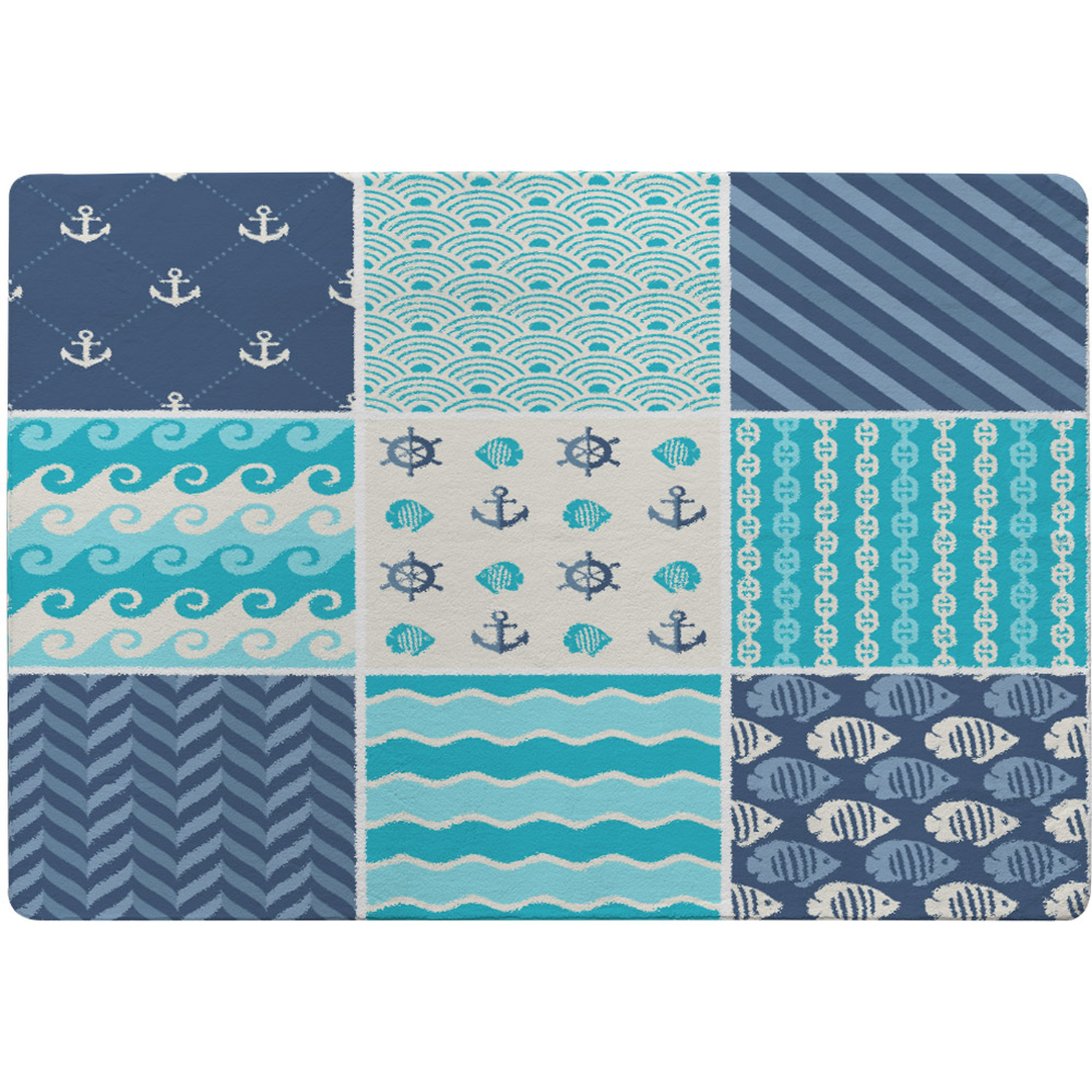Nautical Tiles Rug - Blue / 150cm thumbnail