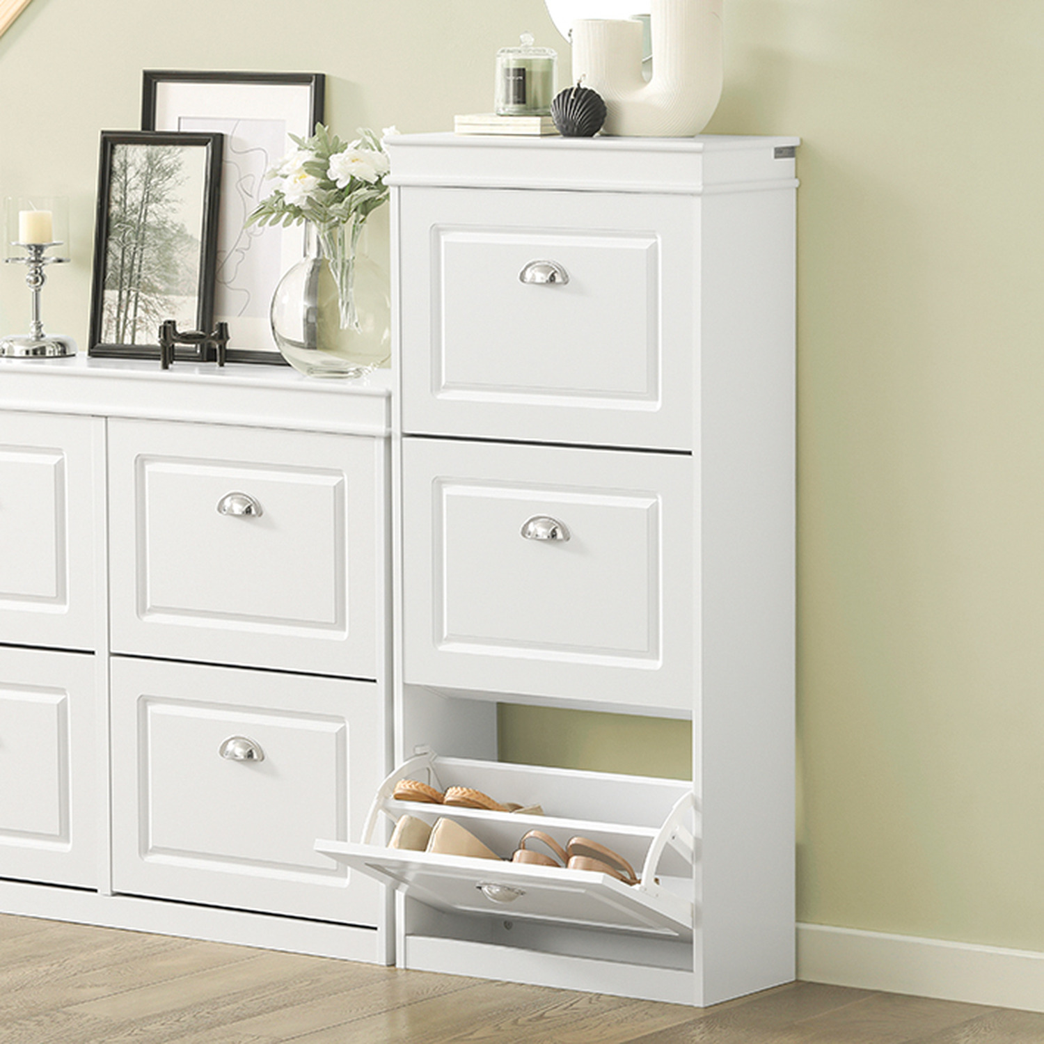 3 Drawers Shoe Cabinet - White