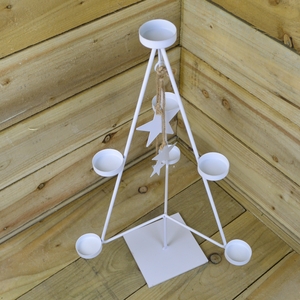 White Christmas Tree 7 Tealight Holder