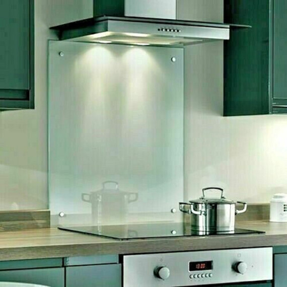 6mm Clear Glass Splashback for Kitchen Pre-Drilled Holes with Fixings