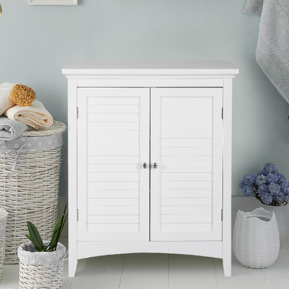 Teamson Home Wooden Bathroom Free Standing Cabinet Unit White ELG-585