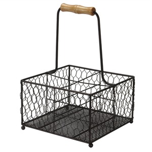 4 Bottle Holder with Wooden Handle
