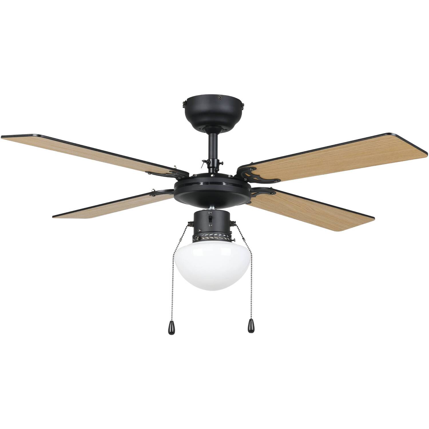 EGLO Fortaleza Matte Black And Wooden Ceiling Fan - Matte Black thumbnail