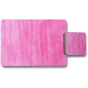 Pink Watercolour Strokes Placemat  Coaster Set