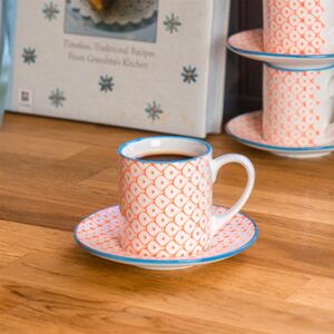 12 Piece Hand-Printed Espresso Cup and Saucer Set - 65ml