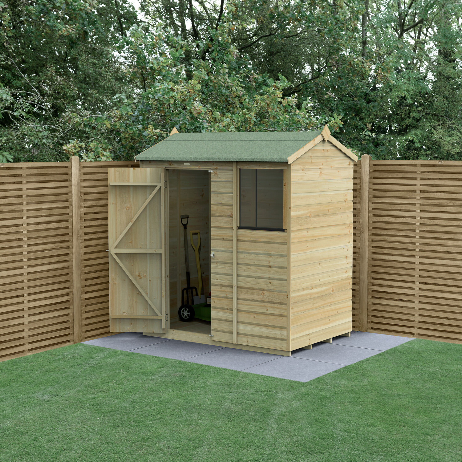 Forest Garden Beckwood 6X4 Reverse Apex Shed - 1 / No Installation / Without Base