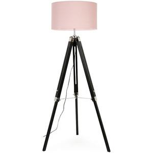 Clipper Black Tripod Floor Lamp Large Pink Shade
