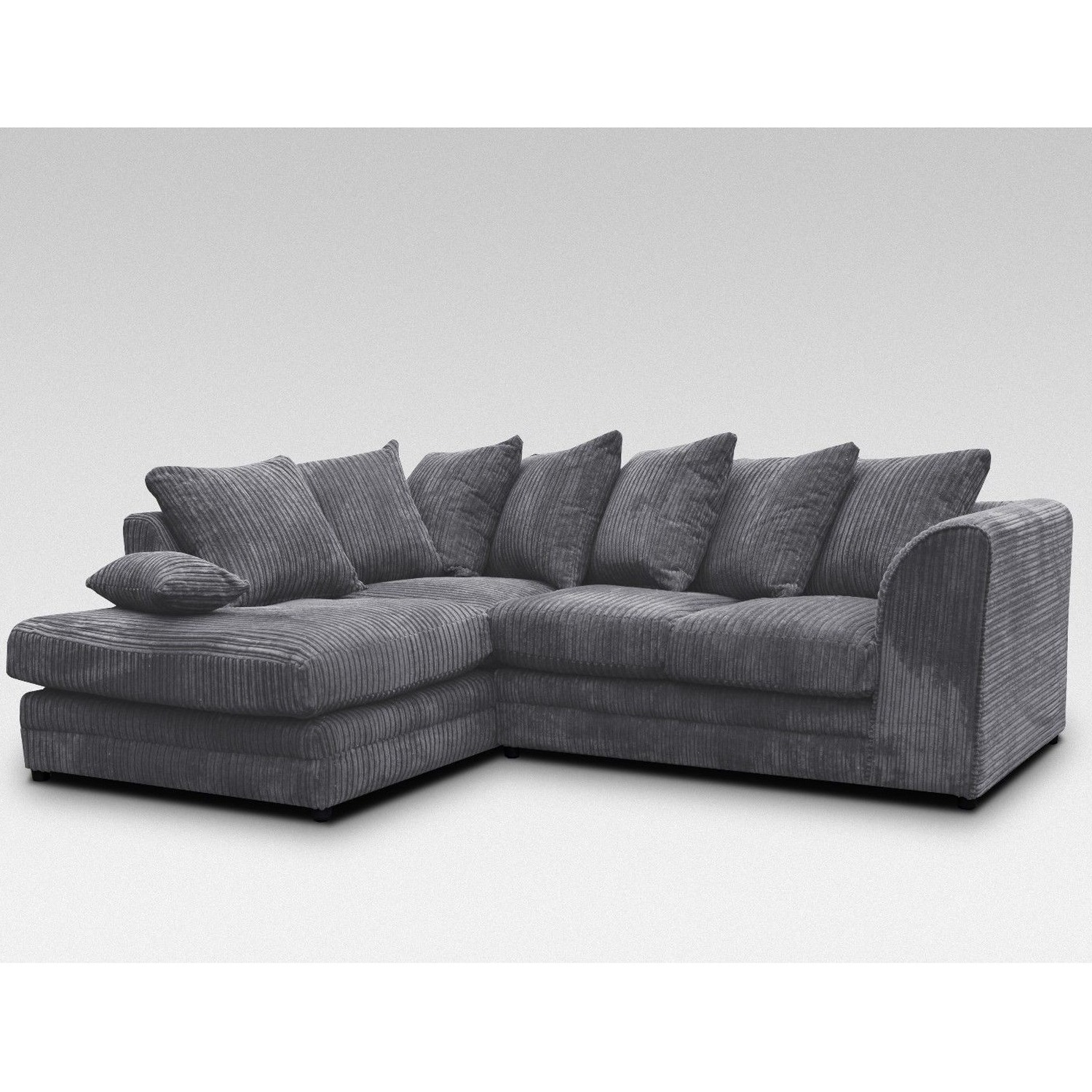 Dylo Jumbo Cord Corner Sofa - Grey / Left-hand thumbnail