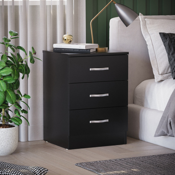 Riano 3 Drawer Bedside Table Chest Nightstand