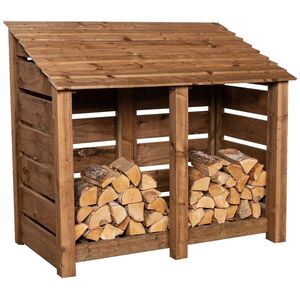 Slatted Double Bay Wooden Log Store