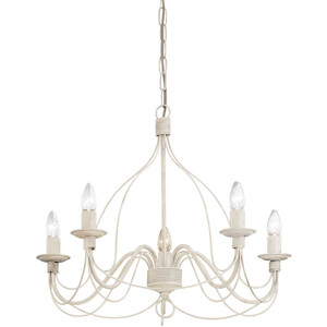 Corte  5 Light Chandelier Antique White Finish, E14