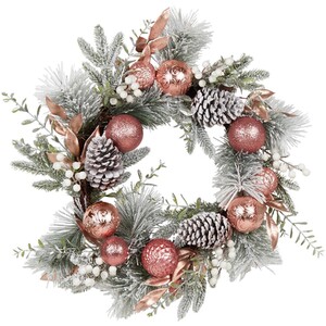 Frosted Dusky Rose Bauble Wreath