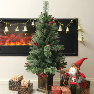 HOMCOM 1.2m Artificial Christmas Tree with LED Lights Berry Clusters